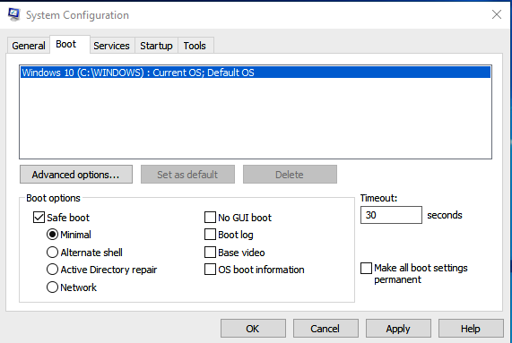 Configuration du système Windows 10