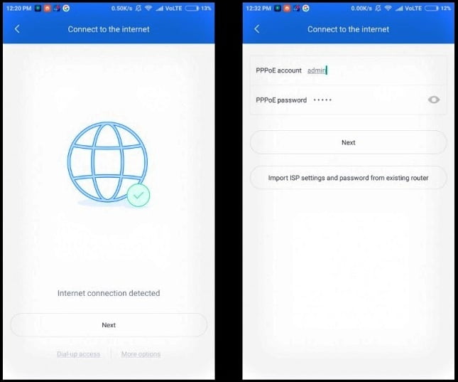 MI Wifi Router PPPoE internet connection